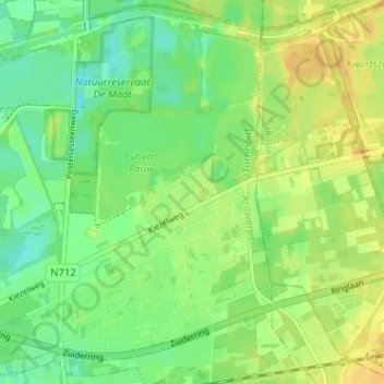 Topografische kaart Rauw, hoogte, reliëf