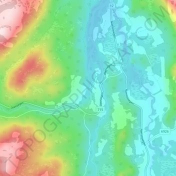 Topografische kaart Fossli, hoogte, reliëf