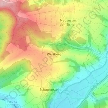 Topografische kaart Welsberg, hoogte, reliëf