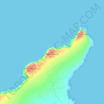 Topografische kaart Binn Meanach, hoogte, reliëf