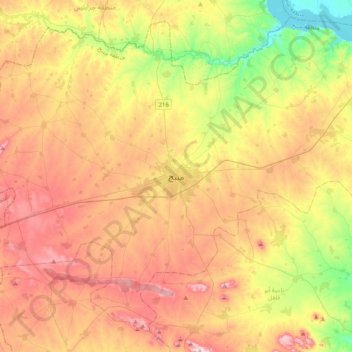 Topografische kaart Manbij, hoogte, reliëf