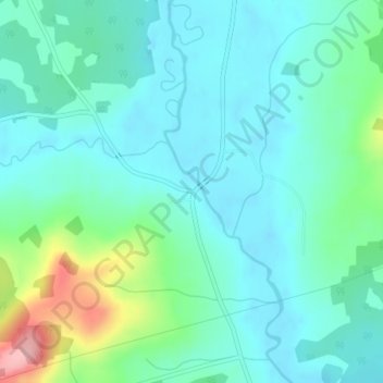 Topografische kaart Lower Millstream, hoogte, reliëf