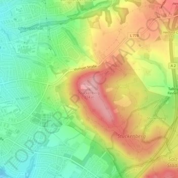 Topografische kaart Stuckenberg, hoogte, reliëf