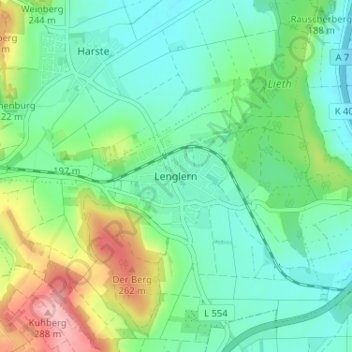 Topografische kaart Lenglern, hoogte, reliëf