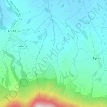 Topografische kaart Fuente Oneri, hoogte, reliëf