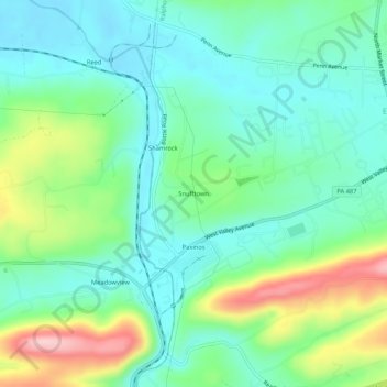 Topografische kaart Snufftown, hoogte, reliëf