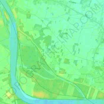Topografische kaart Fossa Caprara, hoogte, reliëf