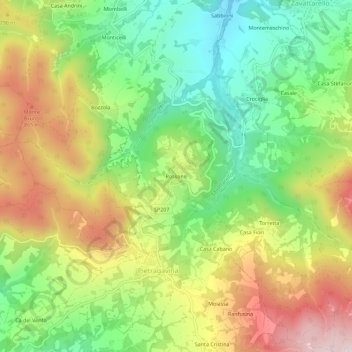 Topografische kaart Rossone, hoogte, reliëf