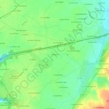 Topografische kaart Le Plessis, hoogte, reliëf