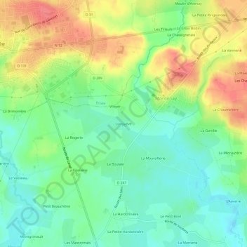 Topografische kaart Longuève, hoogte, reliëf