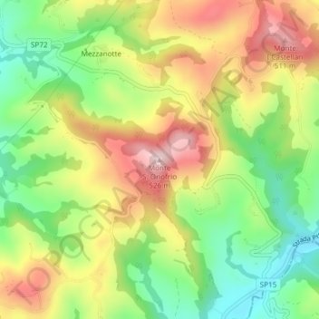 Topografische kaart Monte S. Onofrio, hoogte, reliëf