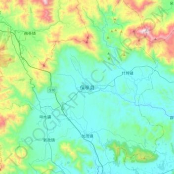 Topografische kaart 保亭县, hoogte, reliëf