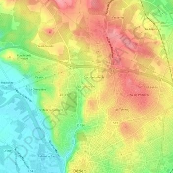 Topografische kaart La Renardière, hoogte, reliëf