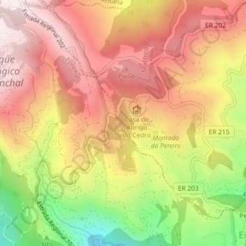Topografische kaart Montado do Pereiro, hoogte, reliëf