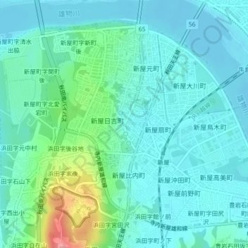 Topografische kaart 愛宕下地蔵清水, hoogte, reliëf