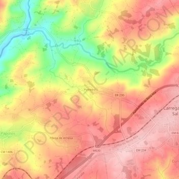 Topografische kaart Pinheiro, hoogte, reliëf