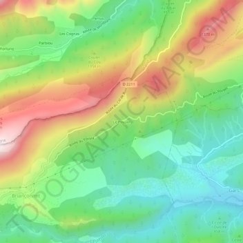 Topografische kaart Le Pouyol, hoogte, reliëf