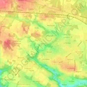 Topografische kaart Bocaran, hoogte, reliëf