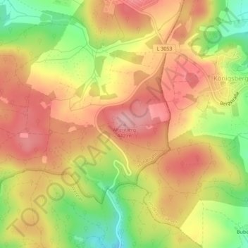 Topografische kaart Altenberg, hoogte, reliëf
