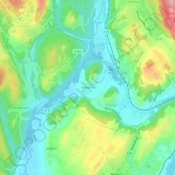 Topografische kaart Rothonod, hoogte, reliëf