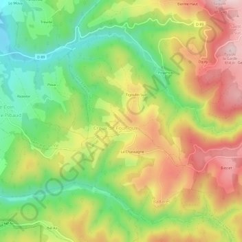 Topografische kaart Chauvaye, hoogte, reliëf