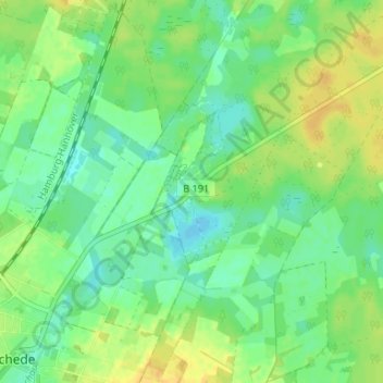 Topografische kaart Aschauteiche, hoogte, reliëf