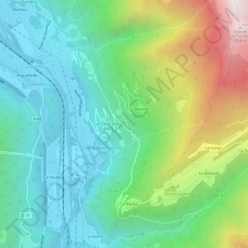 Topografische kaart Les Côtes, hoogte, reliëf