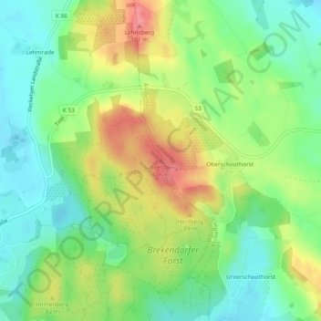 Topografische kaart Scheelsberg, hoogte, reliëf