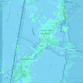 Topografische kaart Nieuwerhoek, hoogte, reliëf
