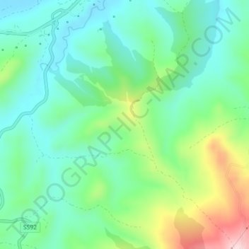 Topografische kaart Pizzuta, hoogte, reliëf