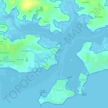 Topografische kaart Pencadénic, hoogte, reliëf