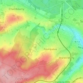 Topografische kaart Le Val, hoogte, reliëf