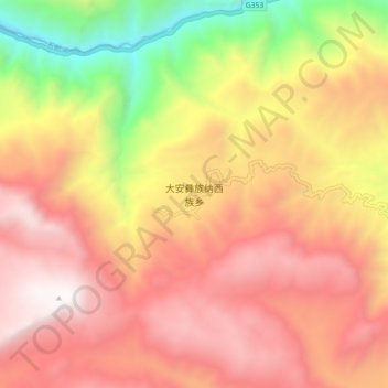Topografische kaart 大安彝族纳西族乡, hoogte, reliëf