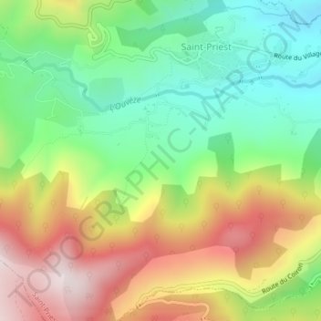 Topografische kaart Eygasses, hoogte, reliëf