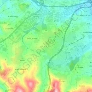 Topografische kaart Mareo de Abajo, hoogte, reliëf