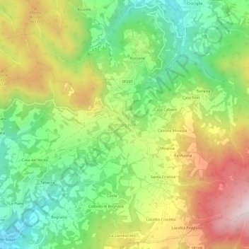 Topografische kaart Pietragavina, hoogte, reliëf