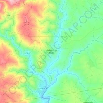 Topografische kaart Sobrainho da Ribeira, hoogte, reliëf