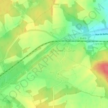 Topografische kaart Trouée de Belfort, hoogte, reliëf