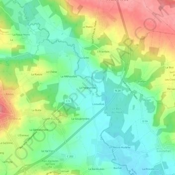 Topografische kaart La Peignardais, hoogte, reliëf