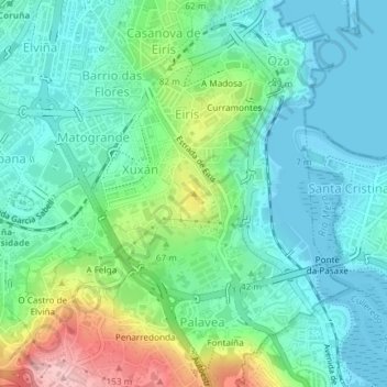 Topografische kaart Monte Mero, hoogte, reliëf