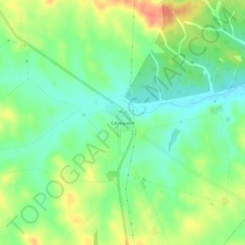 Topografische kaart Carregueiro, hoogte, reliëf