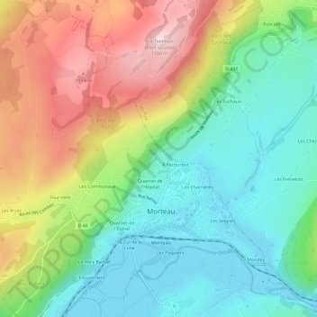Topografische kaart Le Tremplin, hoogte, reliëf