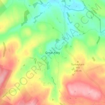 Topografische kaart Great Asby, hoogte, reliëf