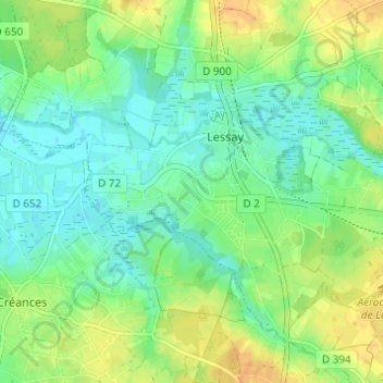 Topografische kaart Les Landelles, hoogte, reliëf