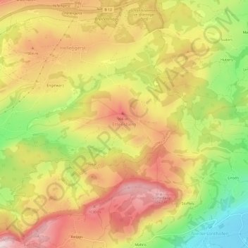 Topografische kaart Ettensberg, hoogte, reliëf