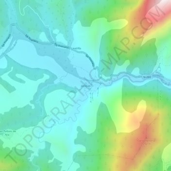 Topografische kaart Jánovas, hoogte, reliëf
