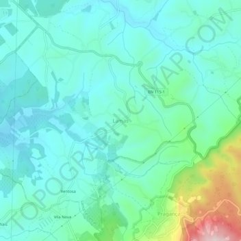 Topografische kaart Lamas, hoogte, reliëf