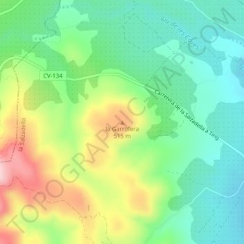 Topografische kaart la Garrofera, hoogte, reliëf