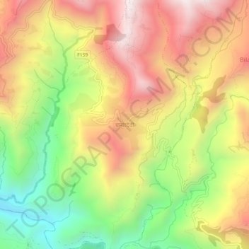 Topografische kaart Champadevi, hoogte, reliëf