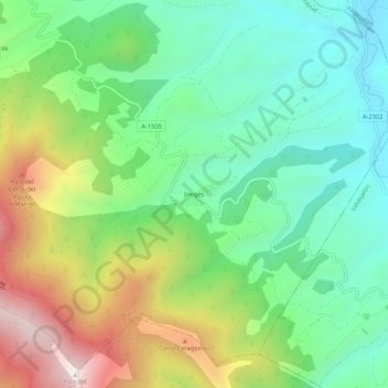 Topografische kaart Inogés, hoogte, reliëf
